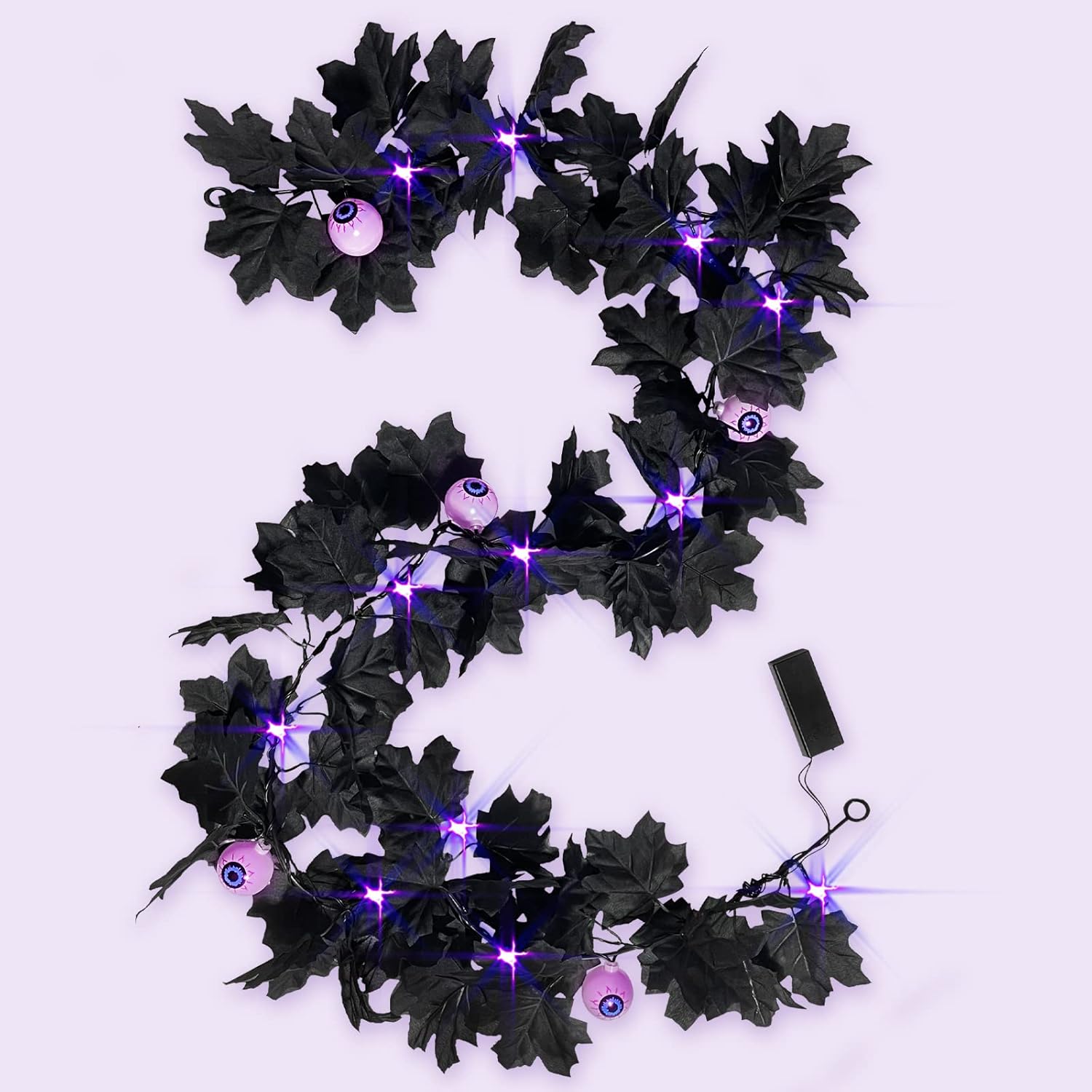 Wreaths, Garlands & Swags - Orindnely Halloween Decor Black Maple Leaf Eyeball Lights Garland Black Home Garland for Halloween Party Wall Fireplace Outdoor Indoor Yard Parties Haunted House Decor