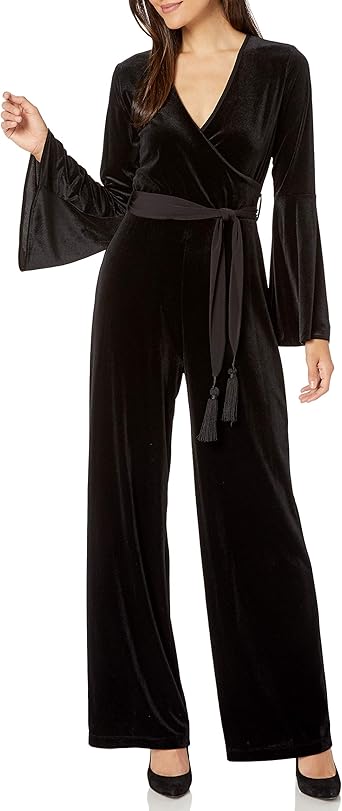 calvin klein black velvet jumpsuit