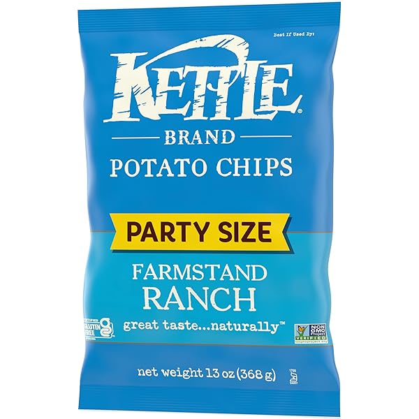 KETTLE BRAND POTATO CHIPS, FARMSTAND RANCH KETTLE CHIPS, PARTY SIZE, 13 OZ
