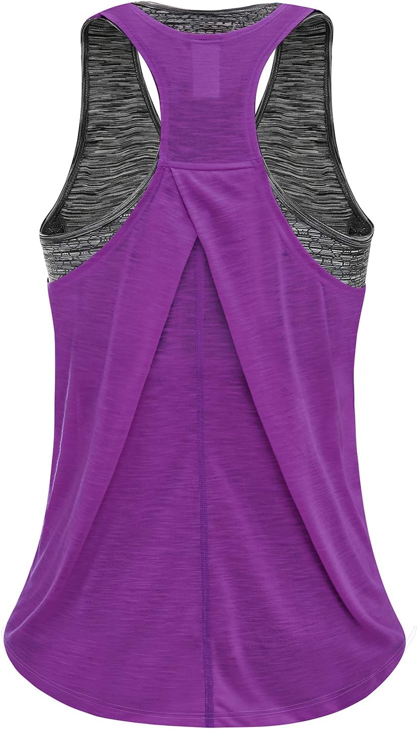 Workout Tank Tops for Women with Built in Bra Sports Gym Shirts Yoga Tops