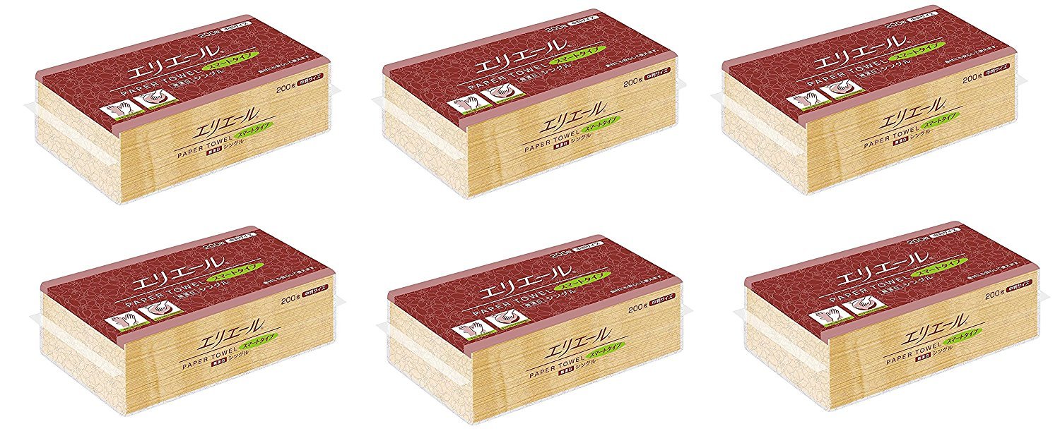 【6個セット】 エリエール ペーパータオル スマートタイプ 無漂白 シングル 200枚(中判)商品画像