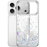 JETech Glitter Case for iPhone 17 Pro 6.3-Inch Compatible with MagSafe, Clear Cute Bling Sparkle for Women and Girls, Shiny Shockproof Magnetic Sparkly Phone Cover (Clear)