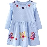 Toddler Girl Unicorn Playwear Dresses Christmas Kids Ruffle Sleeve Cotton Embroideried Fall Dress
