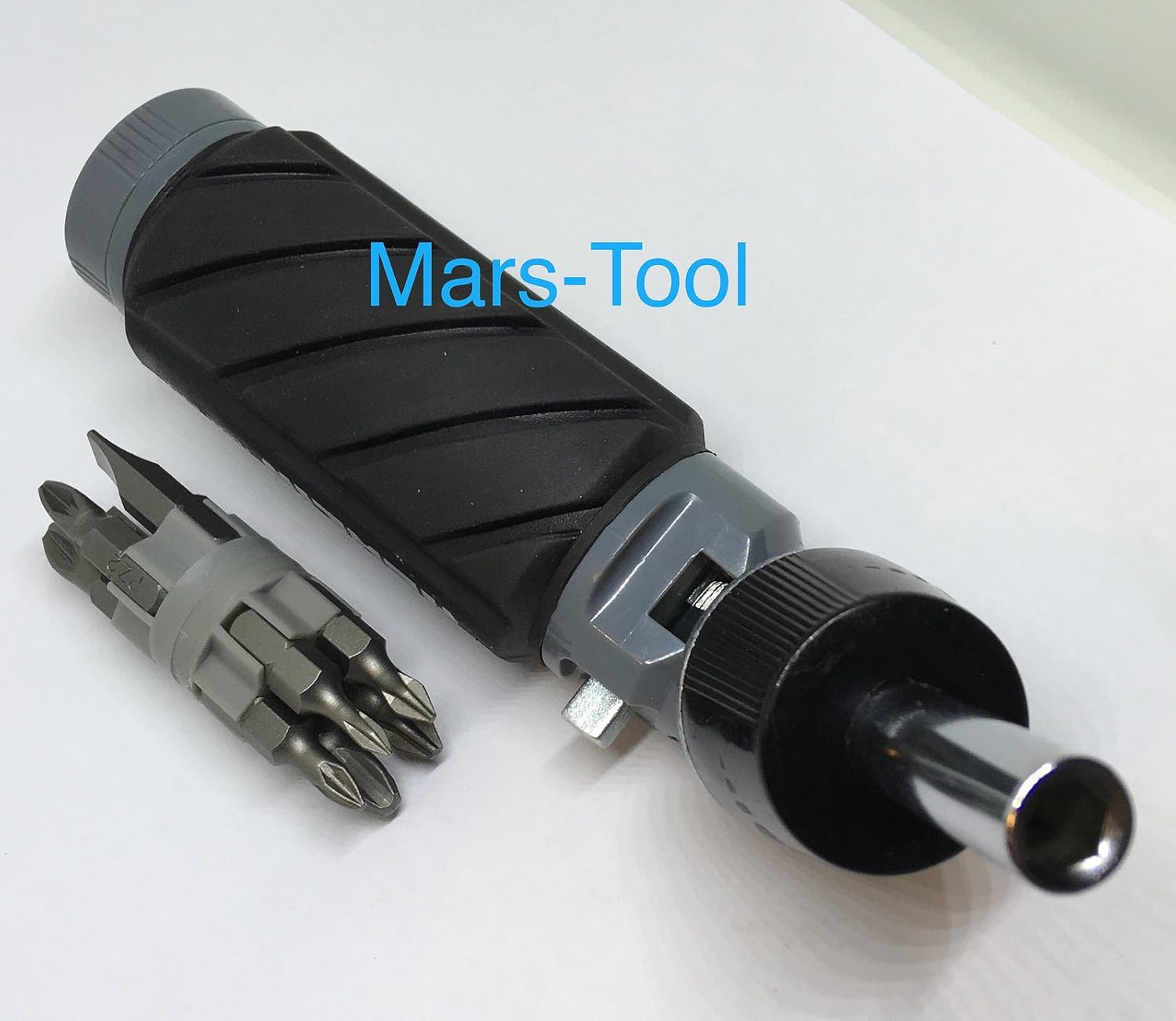 Heavy Duty RATCHETING SCREWDRIVER - ADJUSTABLE ANGLE - 3 Way Ratchet - NONSLIP Big Rubber Grip - Multibit Storage w/Ph Hex Torx Bits | Durable Portable Screw Driving Solutions from Mars-Tool - - 