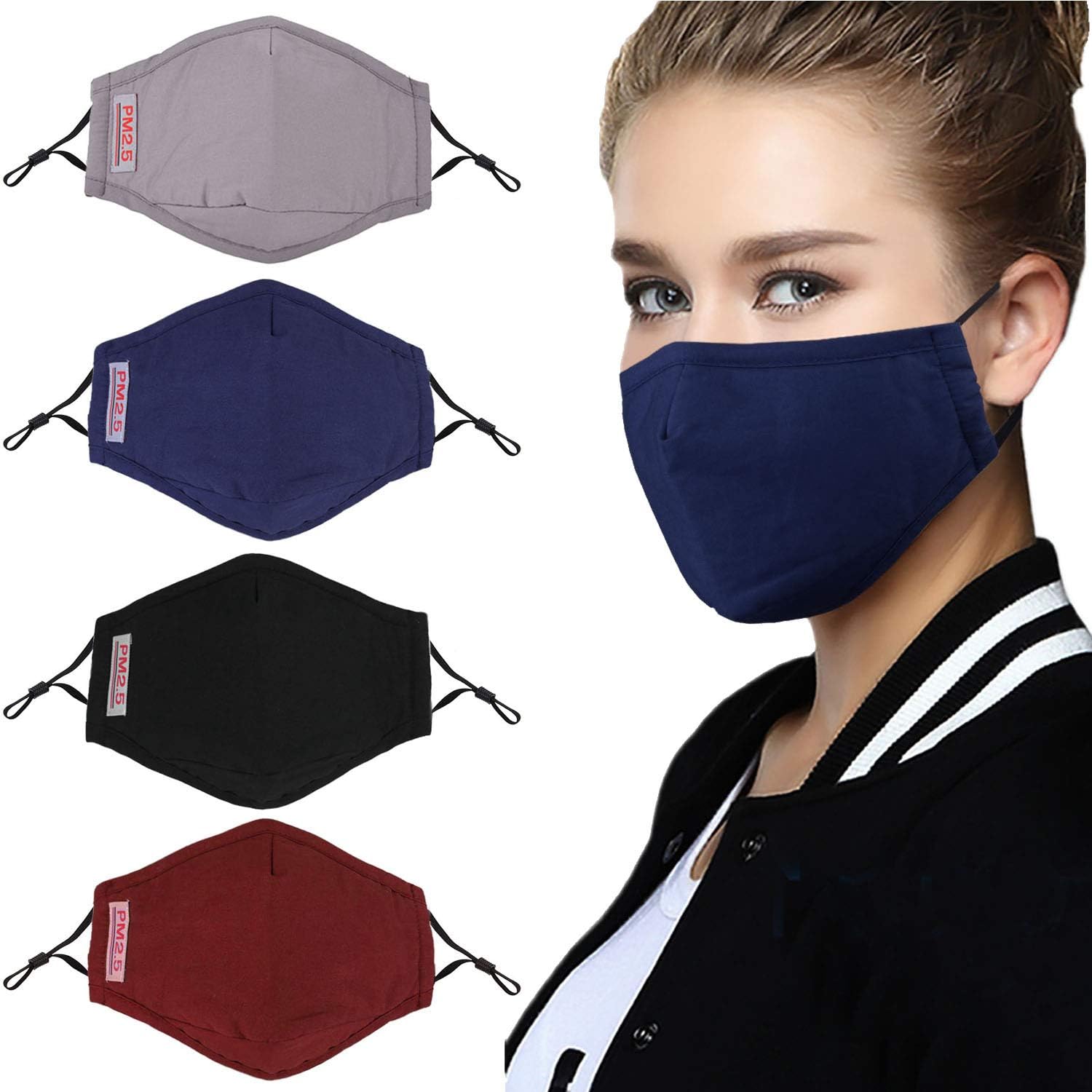 Bangcool 4PCS Mouth Mask Creative Cotton Mask PM2.5 Mask Mouth Mask with Filter