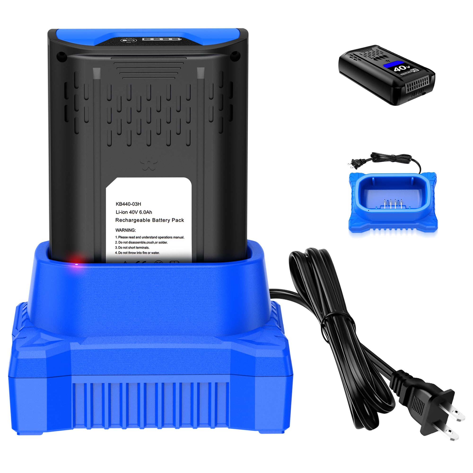 Photo 1 of Replacement for Kobalt 40V Battery and Charger Kit, Compatible with Kobalt 40V Max Battery KB440-03 KB540C-06 KB540-06 KB2540C-06 KB640-03 KB240-06 KB640-06 KB245-06 and KRC840-03 KRC 40-06 KRC 60-06