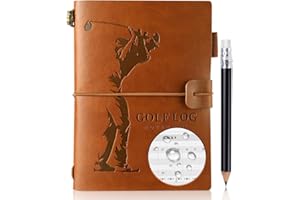 molekaus Golf Scorecard Book with Pencil: Waterproof Leather Cover & Inner Pages, 4.5"×6" Pocket Golf Log Journal Notebook Scorebook Gifts for Men Golfers - Sports and Outdoor Club Accessories