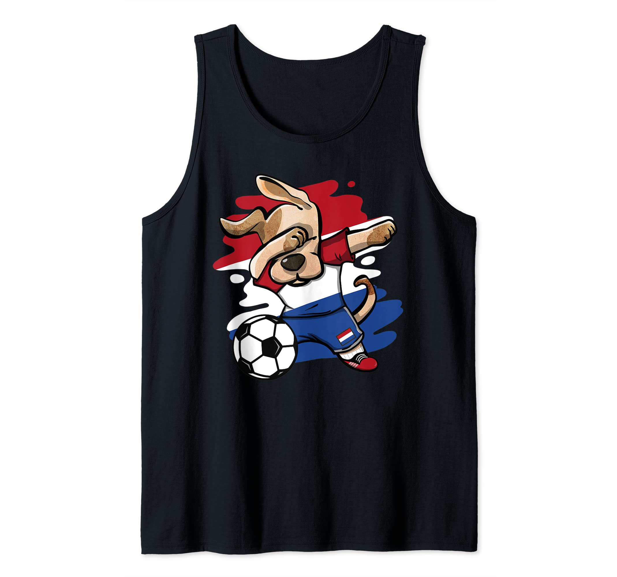 Dabbing Dog Netherlands Soccer Fans Dutch Flag Football Art Tank Top
