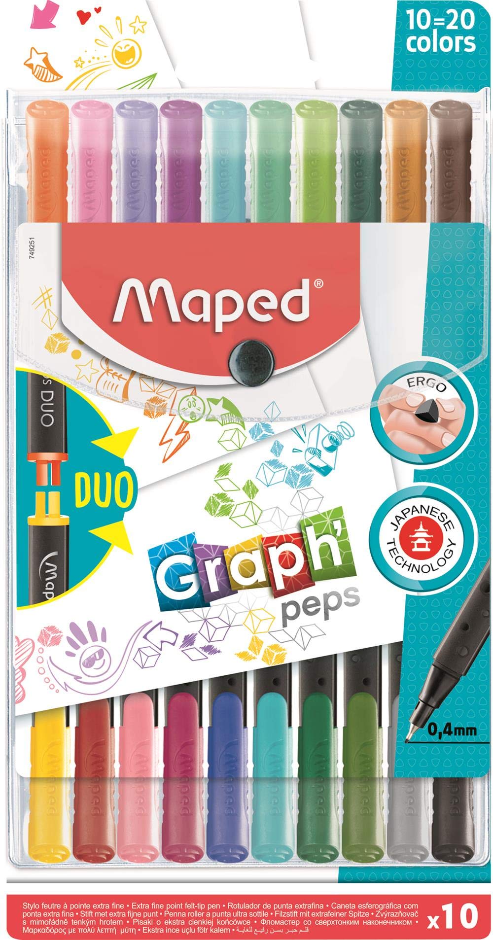 Maped Graph'Peps Duo Fineliner Pens (Pack of 10)