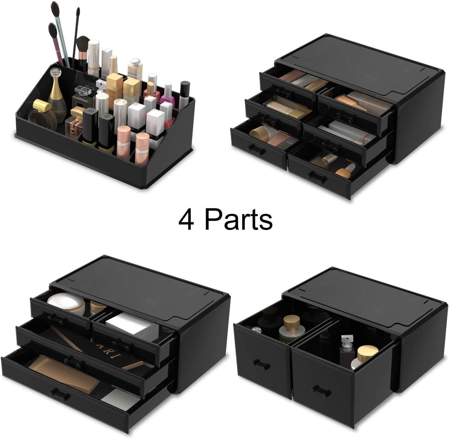 Readaeer Makeup Cosmetic Organizer Storage Drawers Display Boxes Case with 12 Drawers (Black): Home & Kitchen