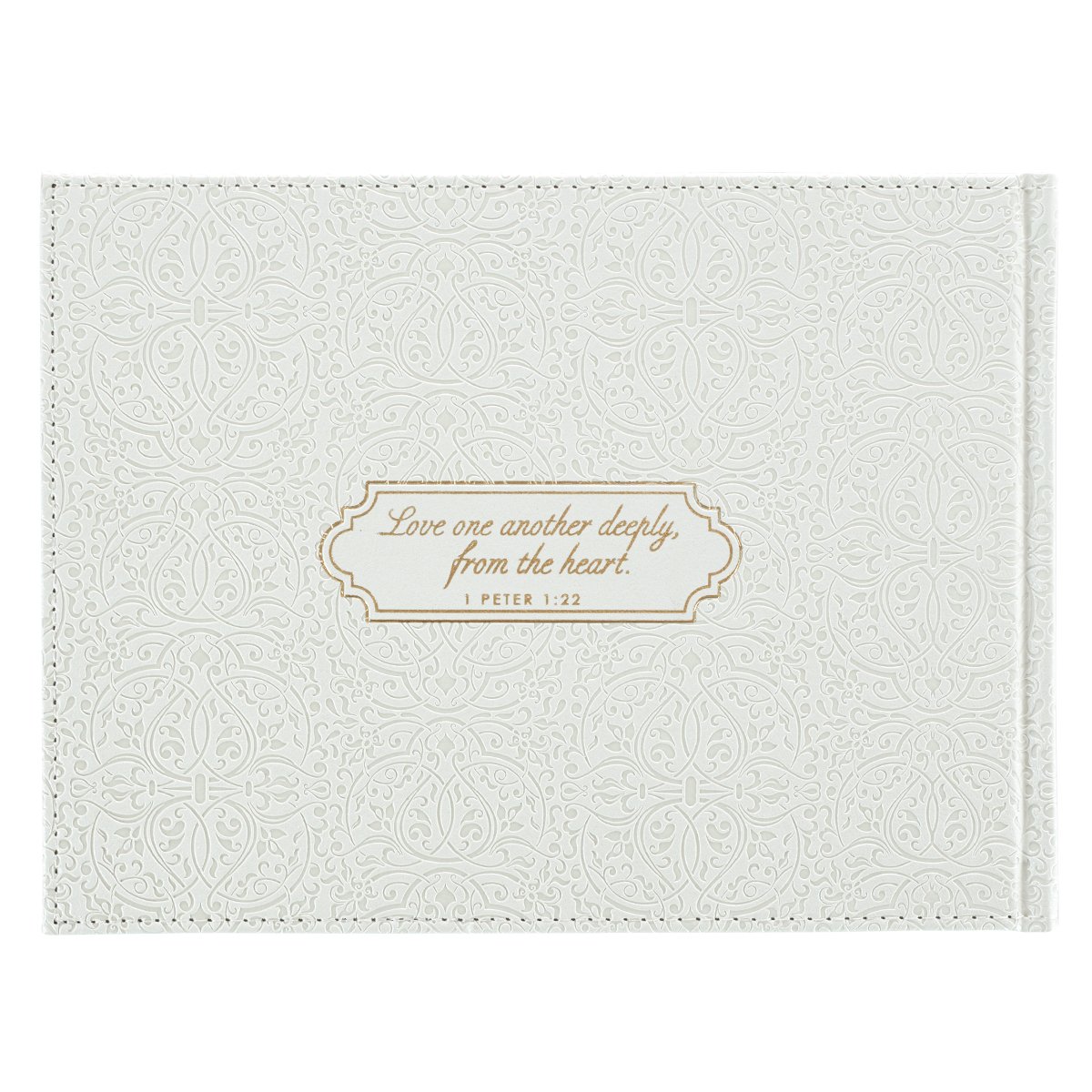 Wedding Guest Book - Mr. and Mrs. Our Wedding - Lacey White Faux Leather w/Inspirational Quotes Scripture - Visitor Register Sign-in Book for Events