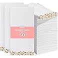 Prestee 50 Pack Disposable Hand Towels for Bathroom - Elegant Linen Feel Paper Napkins, White and Gold Decorative Guest Towels for Bathroom, Wedding, and Party Use, Elite-Quality and Absorbent