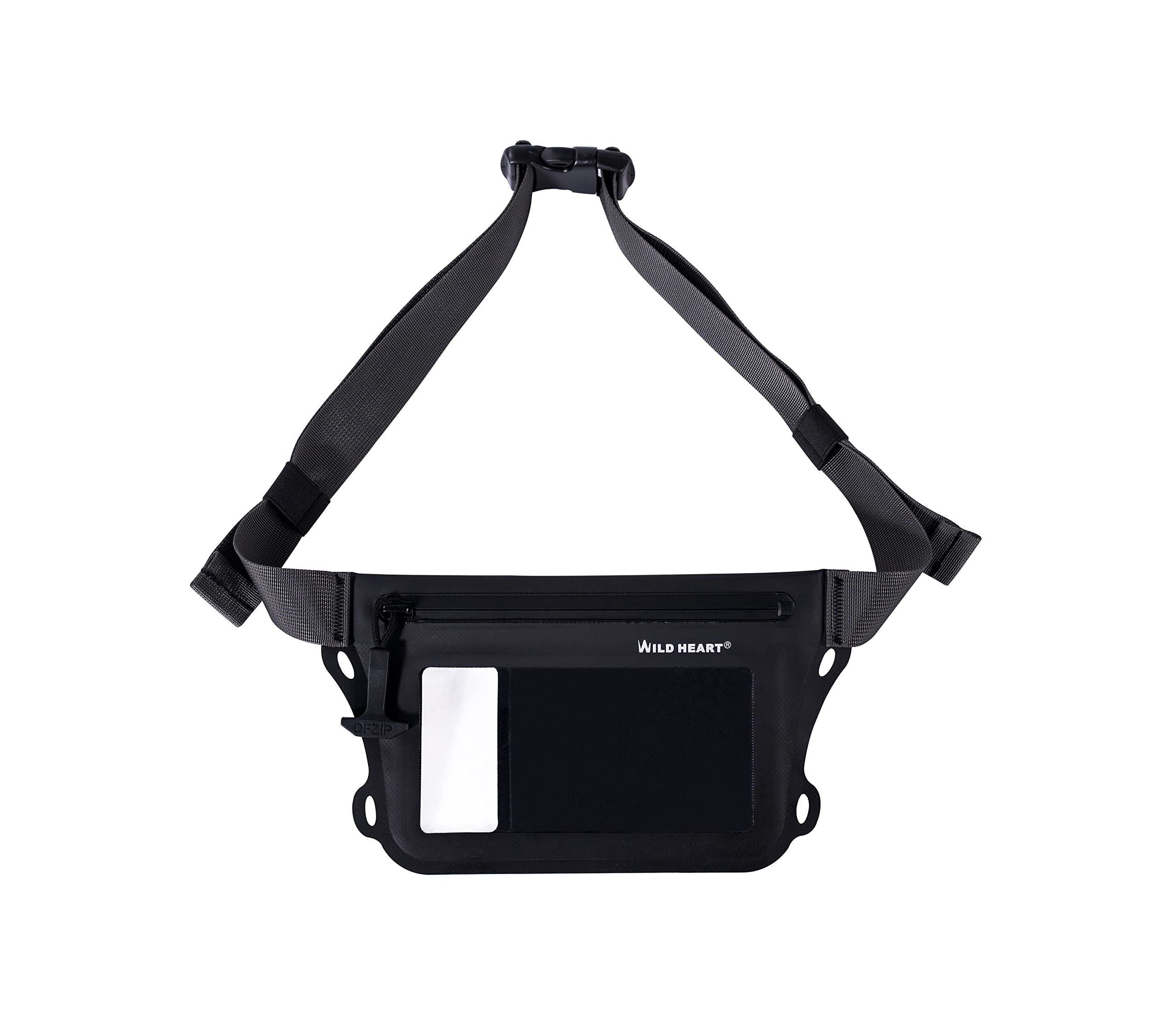 WILD HEART Waterproof Waist Bag with Adjustable Waist Belt Screen Touchable to Keep the Phone and Valuables Dry Waterproof Mobile Phone (Black)