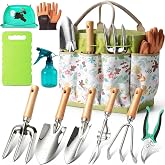 Garden Tool Set 11-Piece Heavy Duty Gardening Hand Tools - Rust-Resistant Stainless Steel with Durable Stylish Garden Tools Organizer Tote Bag, Perfect Gardening Gift for Women, Mom &amp; Garden Lovers