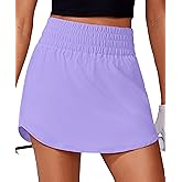 PINSPARK Golf Skirts for Women High Elastic Waisted Athletic Skort 2 Pockets Curved Hem Tennis Skirt for Pickleball Workout
