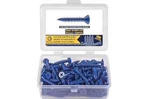 Bonost 3/16 x 1-1/4" Concrete Screw Anchor 100Pcs - Flat Phillips Head Brick Screws for Masonry, Block