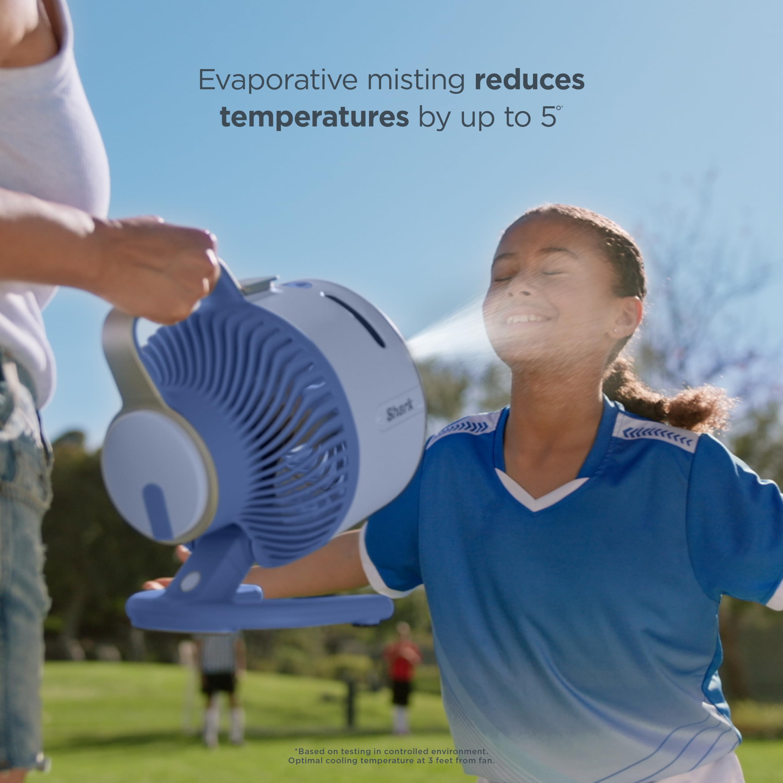 Shark FlexBreeze HydroGo Fan & Travel Bag — Ultra-powerful portable fan with indoor + outdoor evaporative mist. Corded & cordless, White, FA053BRN