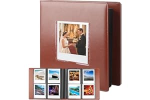 VEICEVOL 256 Pockets Photo Album for Polaroid 600 Itype Pictures, Large Photo Album for Polaroid i-Type, 600, SX-70 Instant Photos, Picture Book Capacity 256 Photos for Fujifilm Wide Instant Camera (Brown)