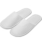 AhfuLife Spa Slippers 5 Pairs - White Disposable Closed-Toe Hotel Slippers, Non-slip for Guests, House, Bedroom, Wedding, Party, Travel - Unisex