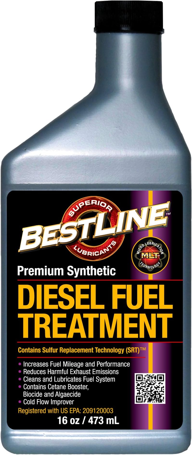 BestLine Superior Lubricants 853796001269 Premium Synthetic Diesel Fuel Treatment, 16 fl. oz.