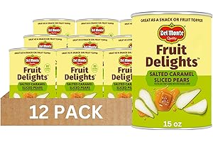 Del Monte Fruit Delights Sliced Pears with Salted Caramel in Extra Light Syrup, 15 oz. Cans, 12 Pack