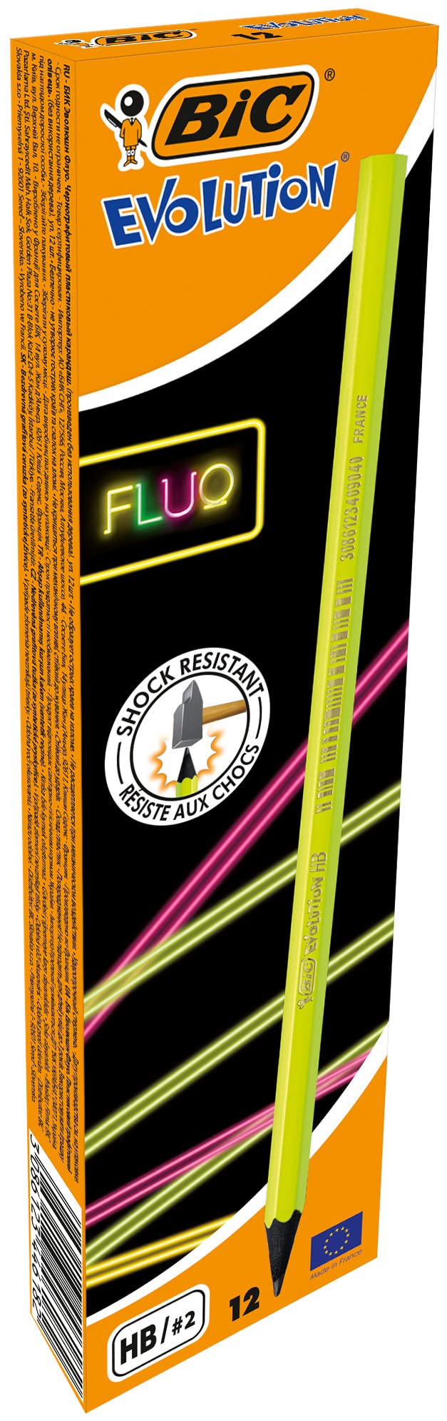 Bic Evolution Fluo Graphite Pencils - Box of 12