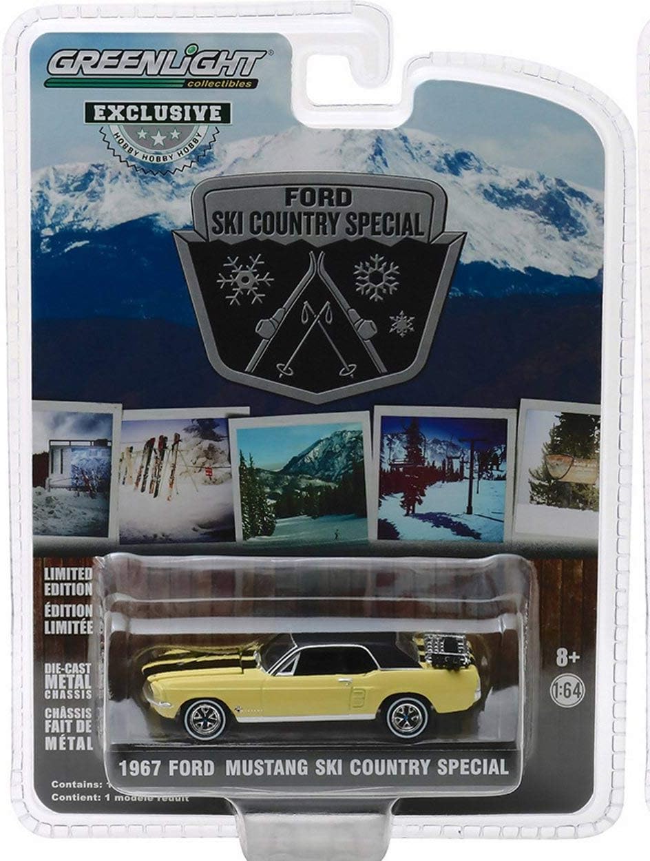 diecast masters mustang on Cars Trucks Vans Greenlight 1 64 1967 Ford Mustang Coupe Ski Country Special Yellow Hobby 30007 Contemporary Manufacture