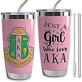 LLKJHGE AKA Sorority Gifts Tumbler for Women Girl,20 oz Insulated Tumblers with Lid,1908 Pink Green Stainless Steel Insulated Tumblers,Idea for Sisters from Sister (aka pink+green) (just a girl)