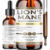 THE HEALTHY LIFE 4 ME Liquid Lions Mane Supplement | Daily Mushroom Supplement for Memory, Focus & Clarity | Brain Booster | Lions Mane Tincture for Immune Support | 2 Fl oz