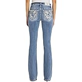 Miss Me Women's Angel Rebel Mid Rise Bootcut Jeans with Faux Flap Pockets