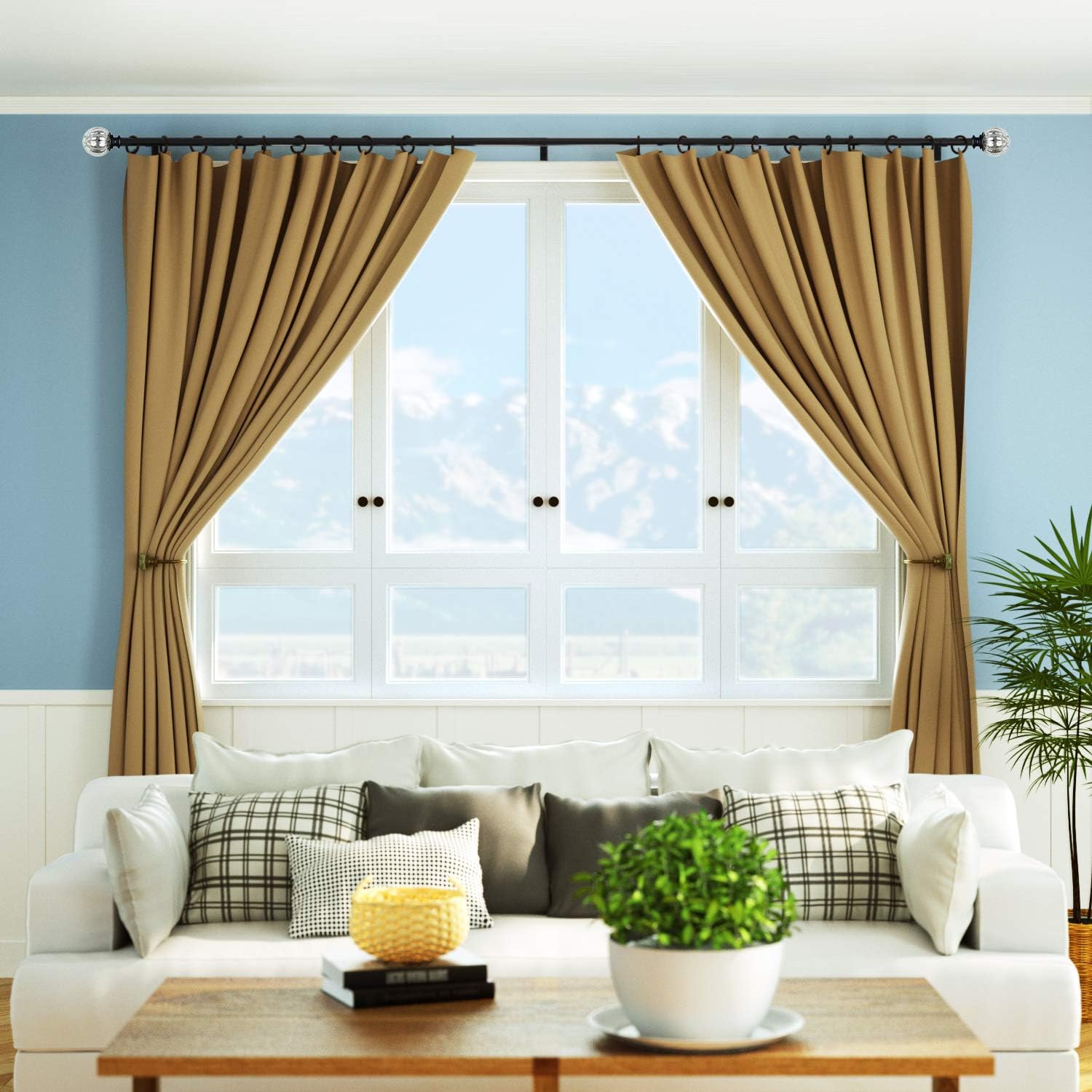 Black Rod Kamanina 1 Inch Curtain Rods Single Window Rod Crackle Glass Pumpkin Finials 72 To 144 Inchs Home Decor Single Rods Femsa Com