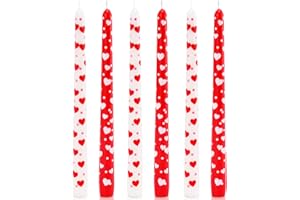 TUITESSINE Valentine's Day Taper Candles Unscented Red Hearts Candlesticks 10 Inch Tall Set of 6 Special Valentines Day Gifts Valentine's Day Couple Dinner Table Decorations Wedding Anniversary Décor