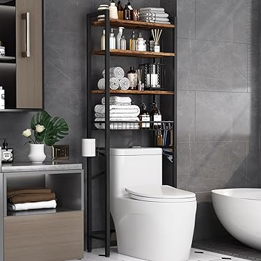 Latitude Run® Armoires murales de salle de bain en bambou, tablettes réglables et barre à