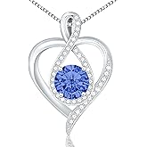 Yuelove 925 Sterling Silver Infinity Heart Necklace for Women, Rhodium Plated Cubic Zirconia Pendant Gift for Girlfriend Wife Mom - Anniversary Valentine's Day Birthday Present with Elegant Gift Box