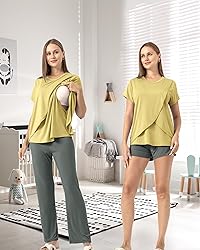 Rnxrbb 3 Piece Postpartum Nursing Pajamas Set