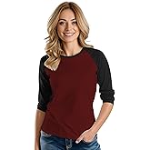 3/4 Sleeve Tops for Women - Casual Fashion Blouse Baseball Style Tees Three Quarter Raglan Shirt Women