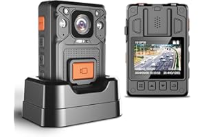 KAMMPLUS KP22-128GB Memory 2.5K Body Camera,14-Hours Battery Life,1512P,H.265,Night Vision,Pre-Recording,60FPS,GPS,Body Cameras with Audio and Video Recording for Police,civilians,Safety