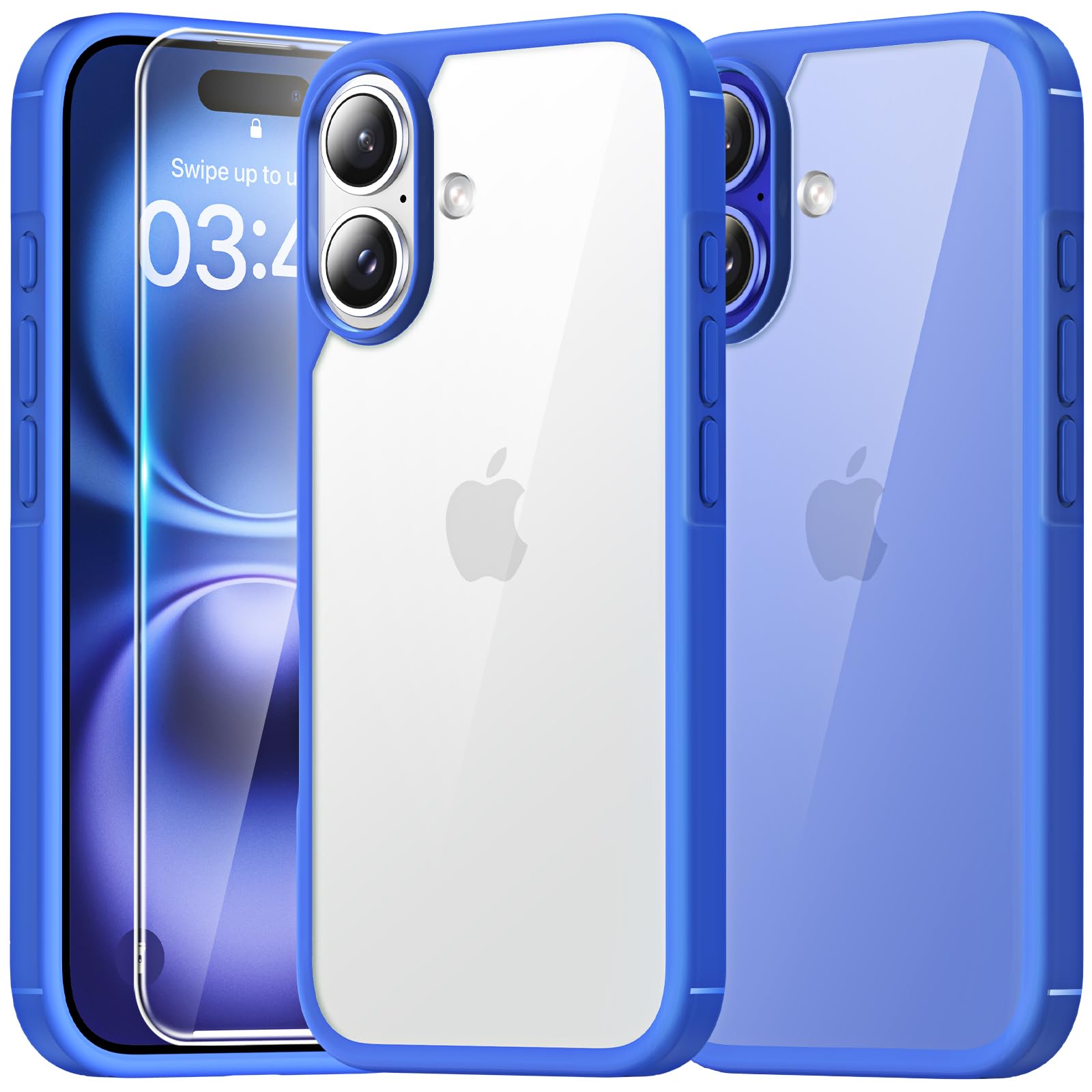 TAURI 2 in 1 for iPhone 16 Case with HD Screen Protector, [Not-Yellowing] [15 FT Grade Protection] Shockproof Phone Case for iPhone 16 6.1 Inch - Ultramarine
