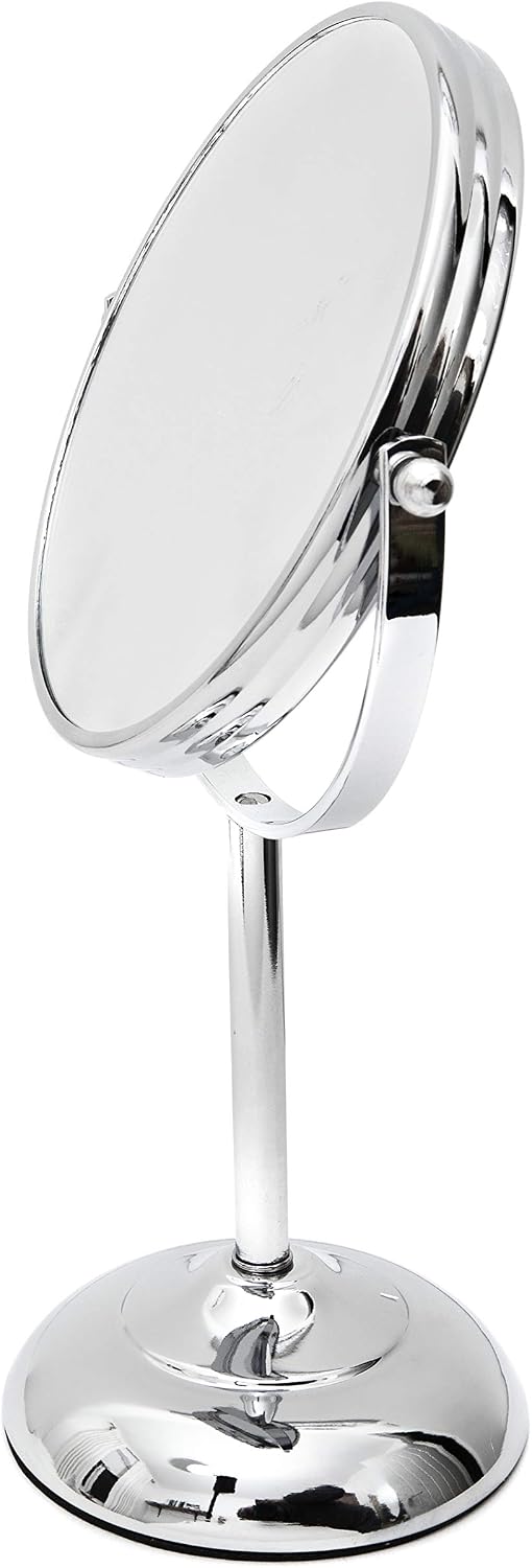 Amtido Magnifying Makeup Mirror 6-Inch - Tabletop Vanity Mirror, Magnification 1x and 8x - 360° Swivel - Chrome Finish - Image 3