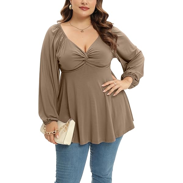 TIYOMI Plus Size Long Sleeve Tops - Color Block Tunics For Women Fall/Winter