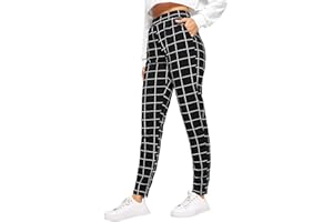 SweatyRocks Women's Pants Casual High Waist Skinny Leggings Stretchy Work Pants