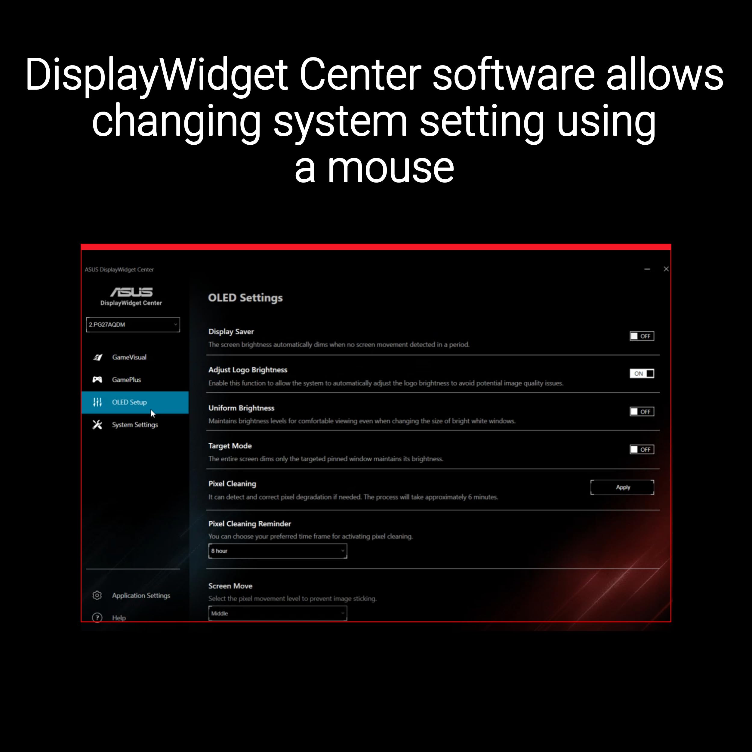 ASUS ROG Swift 27” (26.5” viewable) 1440P OLED DSC Gaming Monitor (PG27AQDM-R) - QHD (2560x1440) 240Hz, 0.03ms, G-SYNC Compatible, 99% DCI-P3, True 10-bit, Monitor Arm Included, 3 yr Warranty