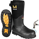 Rubber Work Boots with 800g Insulation, Puncture-Proof Steel Toe & Shank, Waterproof and Insulated 6mm Neoprene Hunting Boots for Farming, Construction, Fishing, and Manufacturing (Size 6-14)
