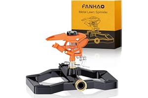 FANHAO Heavy Duty Pulsating Impact Sprinkler for Yard, 360 Degree Rotating Lawn Sprinklers with All Metal Base, Adjustable La