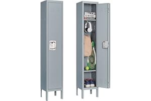 BYNSOE Metal Locker 1 Door Employees Locker Storage Cabinet Locker School Hospital Gym Locker Requires Assembly (Grey, 1 Door)