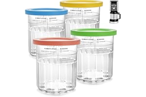 Bosizhang 4 Pack Replacement for Creami Deluxe Pints and Lids, 24 OZ Deluxe XL Containers Compatible with Ninja Creami 11-in-1 NC501 NC500 Series Deluxe Ice Cream Maker(Dishwasher Safe & BPA-Free)