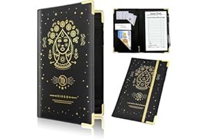 CUTASWISH 12 Zodiac Signs Server Book, Black Libra Server Books for Waitress Cute, Waiter Receipt Book, PU Leather Waitress Book with Zipper Pocket, Waitress Accessories(Virgo)