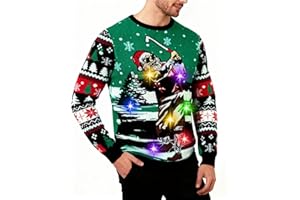 ACOCOPY Men Women Light Up Ugly Christmas Sweater Knitted Xmas Pullover Jumper for Party