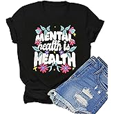 OCURHU Women's Mental Health Awareness Shirt Mental Health Matters Graphic Short Sleeve Tee Tops