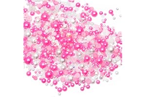 Niziky 1100PCS Flatback Pearls and Rhinestone, Mixed Size 3mm-10mm AB Color Resin Rhinestones Half Pearls for Crafts, 30g Half Round Flatback Pearls Rhinestones for Nail Face Art Crafts